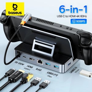 Nintend 스위치 유형 C-HDMI 4K@60Hz RJ45 기가비트 PD 100W 유형 C USB 3.0 허브용 스팀 데크용 Baseus USB C 도킹 스테이션