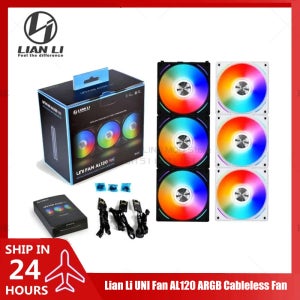 Lian Li UNI 팬 AL120 ARGB 케이블리스 팬 지원 L-Connect 3 PWM 무소음 저소음 고RPM MB SYNC/컨트롤러, V1 트리플 팩