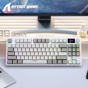 ATTACK SHARK K86 기계식 키보드, 메탈 노브, TFT 스마트 컬러 스크린, 87키 레이아웃, RGB 조명, 3모드 연결