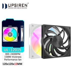 UPSIREN UL-12015 12CM 얇은 섀시 냉각 팬 15MM 두께 12V 4PIN PWM/5V 3PIN ARGB 800-2400RPM 성능 팬 검정/흰색