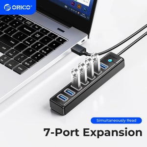 ORICO USB 3.0 허브 7 포트 분배기 고속 전송 유형 C 허브 노트북 확장 컴퓨터 컴퓨터 액세서리
