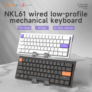 AJAZZ NKL61 유선 ABS 로우 액시스 기계식 키보드 플러그 앤 플레이, 가볍고 휴대 가능, 사무실 사용에 적합