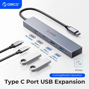 ORICO C형 USB 3.2 10GBPS 허브 4포트 호환 PD100SD TF 디스펜서 OTG 어댑터 PC용 컴퓨터 부품입니다