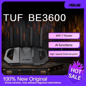 ASUS 라우터 WiFi 7 BE3600 TUF 게이밍 라우터 AiMesh 확장형 라우터, 4K-QAM, MLO, AI 감지 2.5G 포트