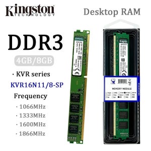 DDR3 KVR 시리즈 데스크탑 컴퓨터 메모리 8GB 4GB 1066 1333 1600 1866MHz RAM 모듈 PC용 KVR16N11/8-SP 1.5V 240PIN UDIMM