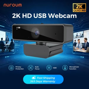 NUROUM V11 웹캠 1080P 60FPS는 2K 30FPS를 지원합니다. 듀얼 노이즈 캔슬링 마이크 미니 USB 카메라(노트북 줌 스트리밍 화상 통화용)