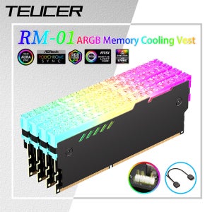 Teucer 5V 3핀 ARGB RAM 히트싱크 아우라 싱크 DDR4 DDR3 메모리 히트 싱크 열전도 실리콘 패드 포함 데스크탑 컴퓨터 PC 메모리용