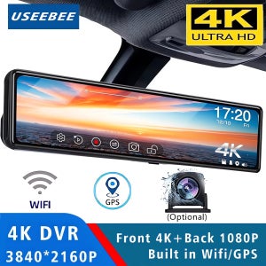 11.26인치 UHD 4K 2160P 차량용 블랙박스 GPS WIFI 미러형 블랙박스 듀얼 렌즈 대시캠 IPS 스크린 카메라 주행 기록 장치 스트림 후방 카메라