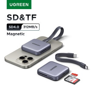 UGREEN 마그네틱 카드 리더기 USB-C SD/TF 슬롯 SD4.0 312MB/s Magsafe 휴대폰 노트북 액세서리 SD 마이크로 SD 카드 어댑터