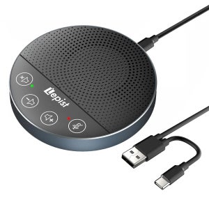 USB&Type-C 스피커폰 스피커 마이크, 터치 버튼 360 °   회의용 스카이프 줌 컴퓨터 마이크용 전방향 픽업