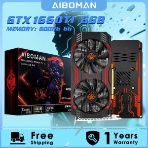 AIBOMAN 비디오 카드 GTX1660Ti 6GB GDDR6 192Bit 1530MHz GPU PCI-E 3.0 HDMI DP DVI 출력 게임 그래픽 카드