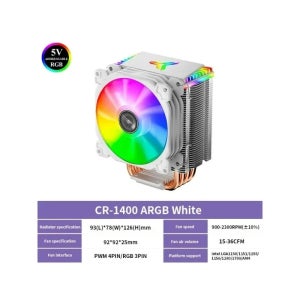 JONSBO CR-1400 ARGB 4 히트 파이프 타워 CPU 쿨러, 공랭식 인텔 LGA1700 AMD CPU 쿨러, 2011 v3 x99 프로세서 쿨러, 5V 3 핀