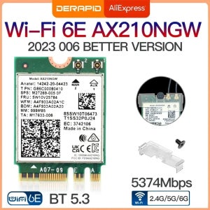 트라이 밴드 WiFi6E AX210 무선 2.4Gbps Bluetooth 5.3 802.11AX 무선 Wi-Fi 6 AX210 Intel AX210NGW M.2 NGFF Wlan 