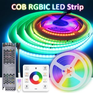 WS2811 COB RGBIC LED 스트립 DC24V 5M 10M 20M 30M RGB IC 말 흐르는 물 흐르는 조명 테이프 다이오드 리본 룸 장식 램프