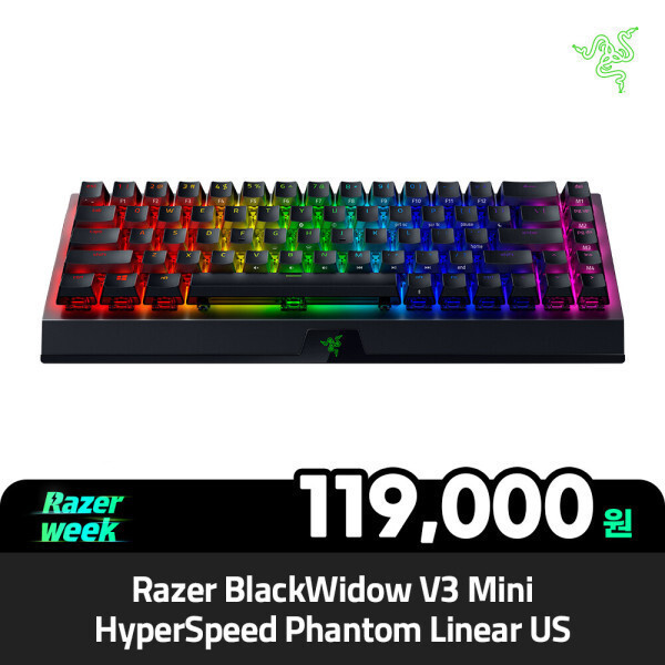 Razer Blackwidow V3 Mini HyperSpeed Phantom Linear US (109,000원) (무배)
