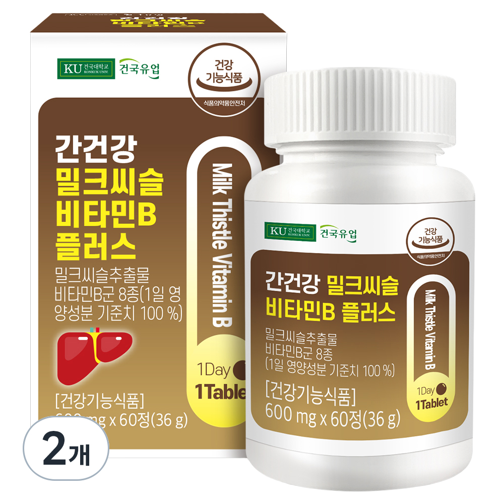 건국유업 간건강 밀크씨슬 비타민B 플러스 60p 2개