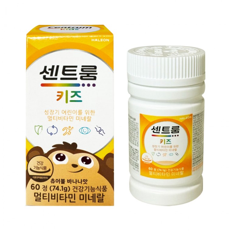추석 한가위센트룸 키즈 멀티비타민 미네랄 60정 1개 바나나맛 1정