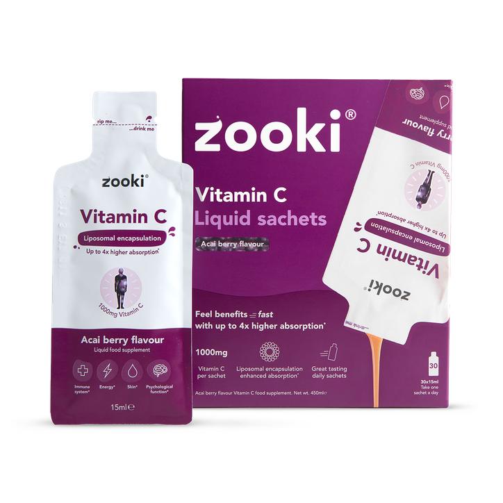 영국 주키 Zooki Liposomal Vitamin C 리포좀 비타민C 1 000mg 아사이베리맛 30포