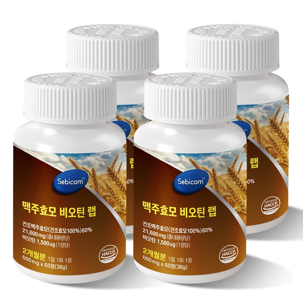 맥주효모 비오틴 랩 600mg 4개 60정