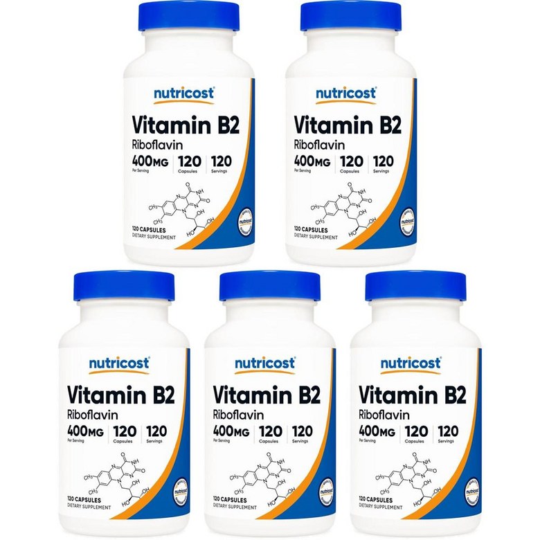 Nutricost 뉴트리코스트 비타민 B2 리보플라빈 400mg 120정 5개