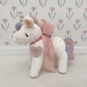 LITTLE LAMB STORY [리틀램스토리][포레단독]KC인증 플러피 유니콘 애착 인형 (글리터 리본)-이름자수가능
