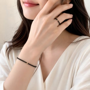 14K 골드볼 블랙스피넬 팔찌 반지 세트, 엘디랑 DIY