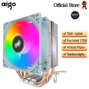 Aigo CPU 쿨러 2 4 6 히트 파이프 PC 라디에이터 냉각 3PIN PWM 자동 Rgb 팬 Intel 1700 1150 1155 1156 1366 AM2/AM3/AM4 AM