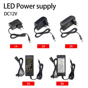 전원 공급 장치, 유럽 플러그 소스 충전기 컨버터, 램프 테이프 바용 LED 드라이버, AC 100-240V DC 12 볼트 1A 2A 3A 5A 8A 어댑터