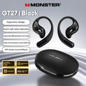 Monster GT27 OWS Bluetooth6.0 이어폰 오픈형 이어버드 무선 헤드폰 안드로이드 iOS용 스테레오 사운드 게임용 헤드셋
