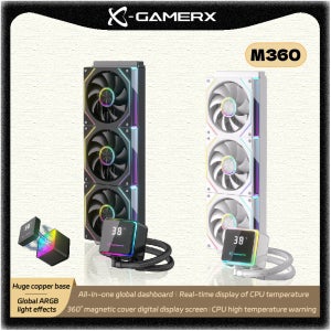파워트레인 X-GAMERX M360 수냉식 쿨러 글로벌 ARGB 조명 효과 360 °   자석 커버 디지털 디스플레이 화면 정수기 360mm