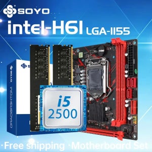 SOYO H61 게이밍 마더보드 키트(인텔 LGA1155 CPU i5 2500 DDR3 8G*2 메모리 M.2 SATA 데스크탑 컴퓨터 구성품 포함)