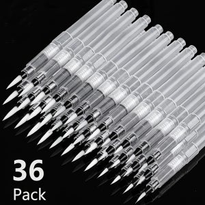 3/36PCS 물 색칠 브러시 펜 초보자를위한 휴대용 소프트 수채화 브러시 그림 그리기 미술 용품 ​​156mm 뾰족한 머리
