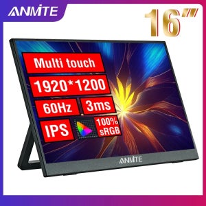 Anmite 16인치 휴대용 터치 모니터 비터치 옵션 1200P HDR 16:10 XBox PS4 / 5 스위치 휴대폰 PC Loptop 확장용