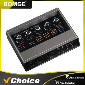 오디오 인터페이스 16비트/48kHz 칩 USB 2.0 인터페이스(PC용), 48V 팬텀 파워 지원 음악 인터페이스, 초보자에게 이상적