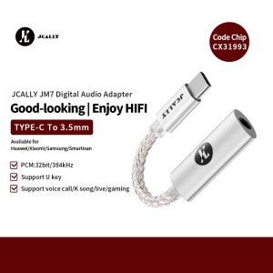 JCALLY JM7 USB C 타입/라이트닝-3.5mm 디지털 오디오 케이블, 안드로이드 및 애플 어댑터용 DAC CX31993 디코딩 앰프, 32 비트, 384KHz