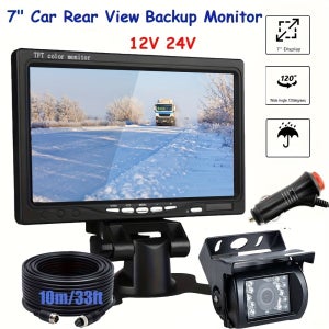 TFT LCD 모니터 4 핀 18 IR LED 나이트 비전 백업 주차 후방 보기 CCD 카메라 System12-24V, RV 트럭 트레일러용, 7 인치