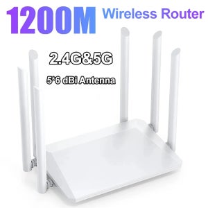 2.4G 5G 듀얼 밴드 무선 1200Mbps 라우터 Wifi 범위 리피터, 5*6dBi 고이득 안테나 더 넓은 범위 Wi-Fi 확장기