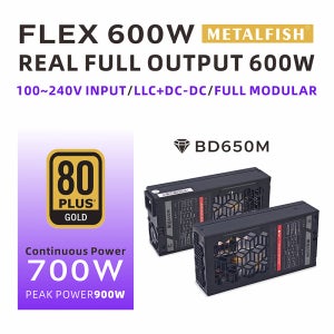 METALFISH Flex 600W 모듈형 파워 서플라이 소형 1U 컴퓨터 PSU Flex-ATX 500W ITX 컴팩트 미니 PC POS AIO NAS 90-264V 지원