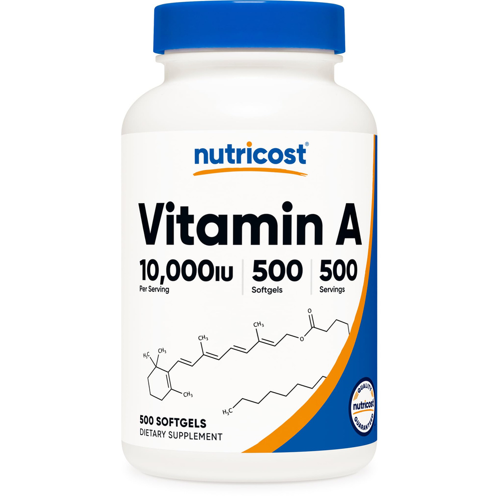 Nutricost 비타민 A 10000 IU 소프트 캡슐 500정 비GM 500개 1정