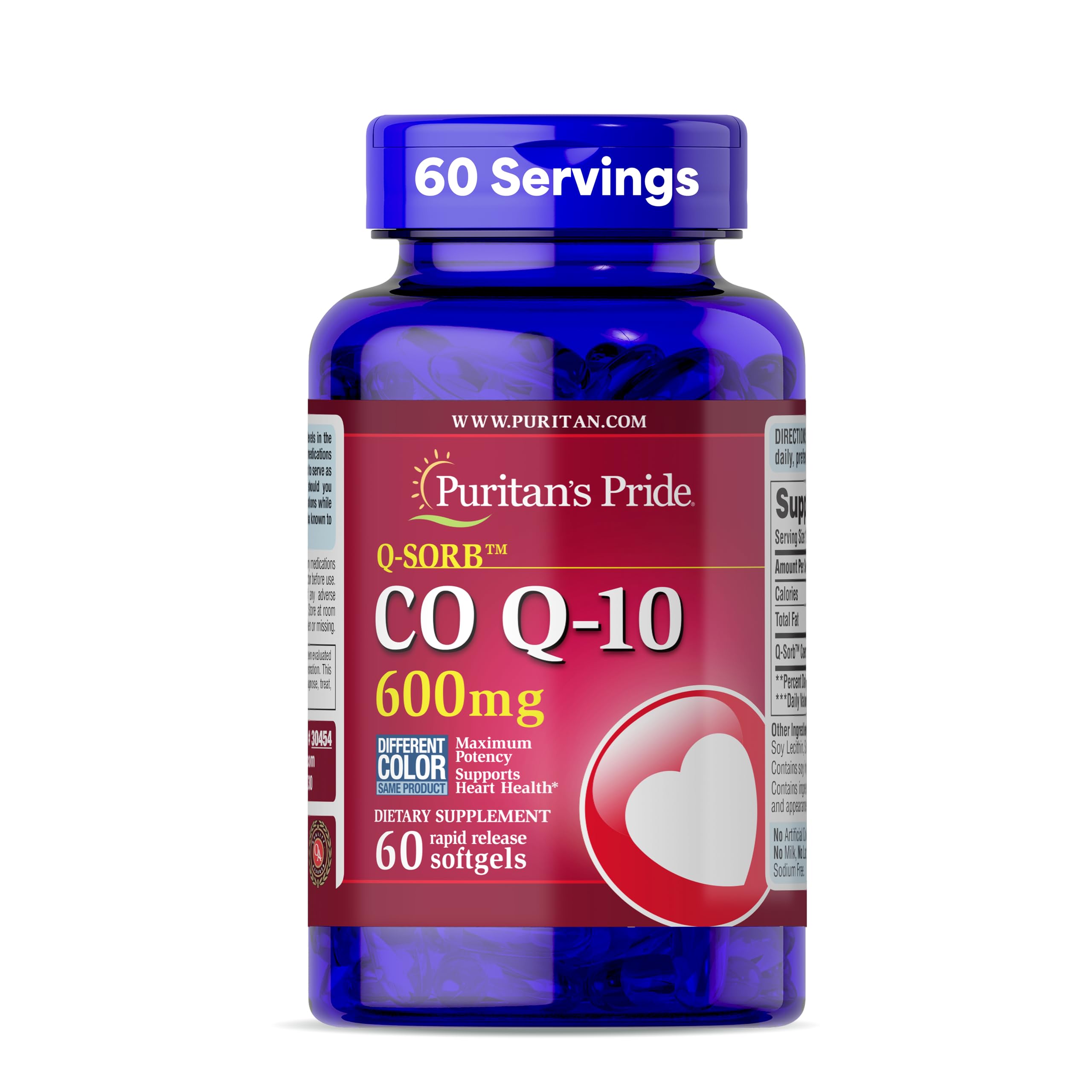 Puritan’s Pride 코엔자임 Q10 600mg 활력 지원 60일분 소프트젤 1개 60개