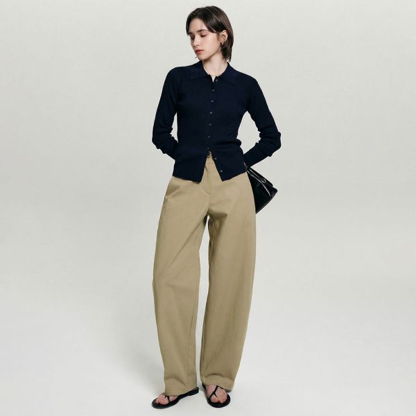룩캐스트 린 커브드 코튼 팬츠 베이지 / LINH CURVED COTTON PANTS BEIGE