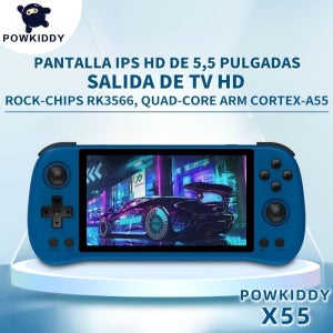 Powkiddy X55 휴대용 게임 콘솔 5.5인치 오픈 소스 HD 대형 화면 다중 에뮬레이터 지원 조이스틱 아케이드 비디오 플레이어