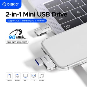 ORICO USB3.2 미니 2 in 1 듀얼 플래시 드라이브 USB C 펜 드라이브 OTG 듀얼 메모리 스틱 맥북 안드로이드 자동차용 256GB 128GB 32GB 64GB