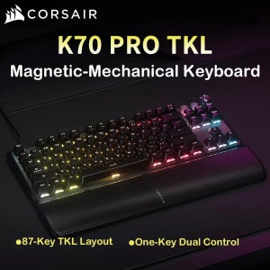 Corsair K70 PRO TKL 유선 마그네틱 키보드, MGX 홀 이펙트 스위치 8000Hz 래피드 트리거 PBT 키캡 RGB 게이밍