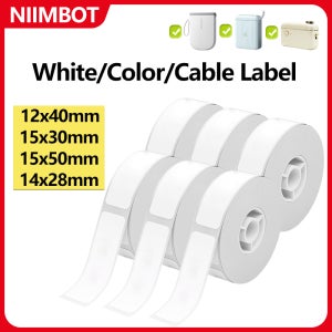 Niimbot 열 라벨 흰색/컬러/케이블 1롤 접착 스티커 방수 종이 D110 D11 미니 프린터 라벨 메이커 DIY 테이프