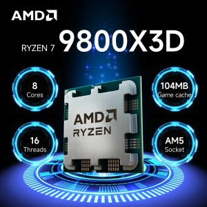 AMD 라이젠 7 9800X3D 신형 게이밍 CPU 8코어 16스레드 5.2GHz L3=96M 4NM TDP 120W R7 9800x3d 소켓 AM5 100-100001084 (팬