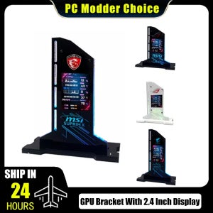 ROG MSI Aorus RGB 수직 GPU 브래킷, MOD 게이머 캐비닛용, 2.4 인치 LED 디스플레이 그래픽 카드 지지대 VGA 거치대