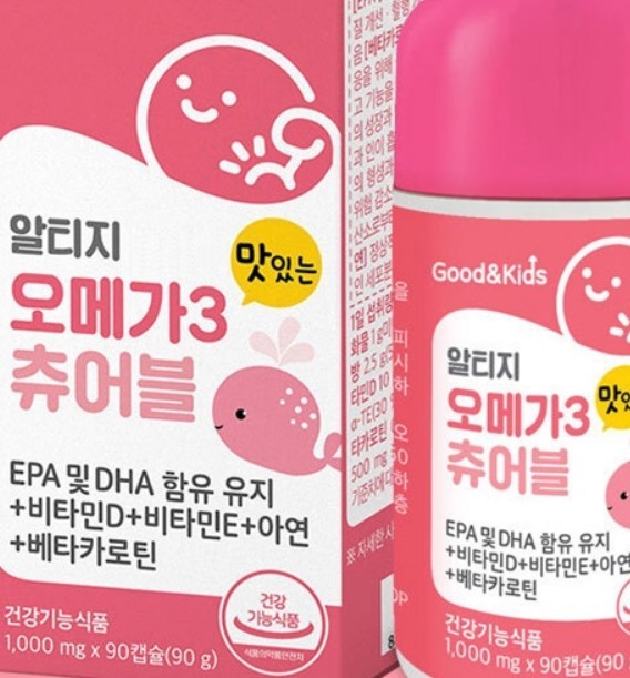 건강보조 굿앤키즈 알티지 오메가3 츄어블 90캡슐 ks내츄럴 1개 1정