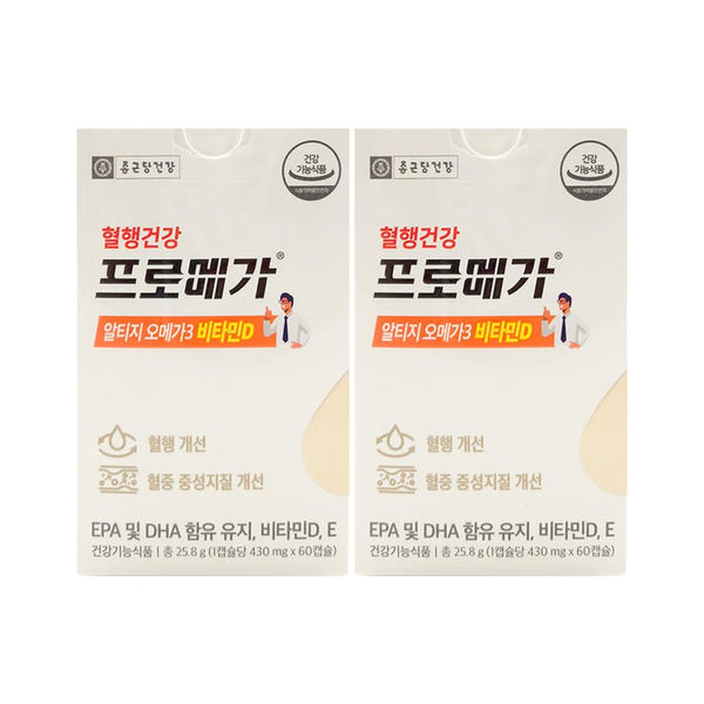 종근당건강 프로메가 알티지 오메가3 비타민D 430mg x 60캡슐 x 2박스 /An 60정