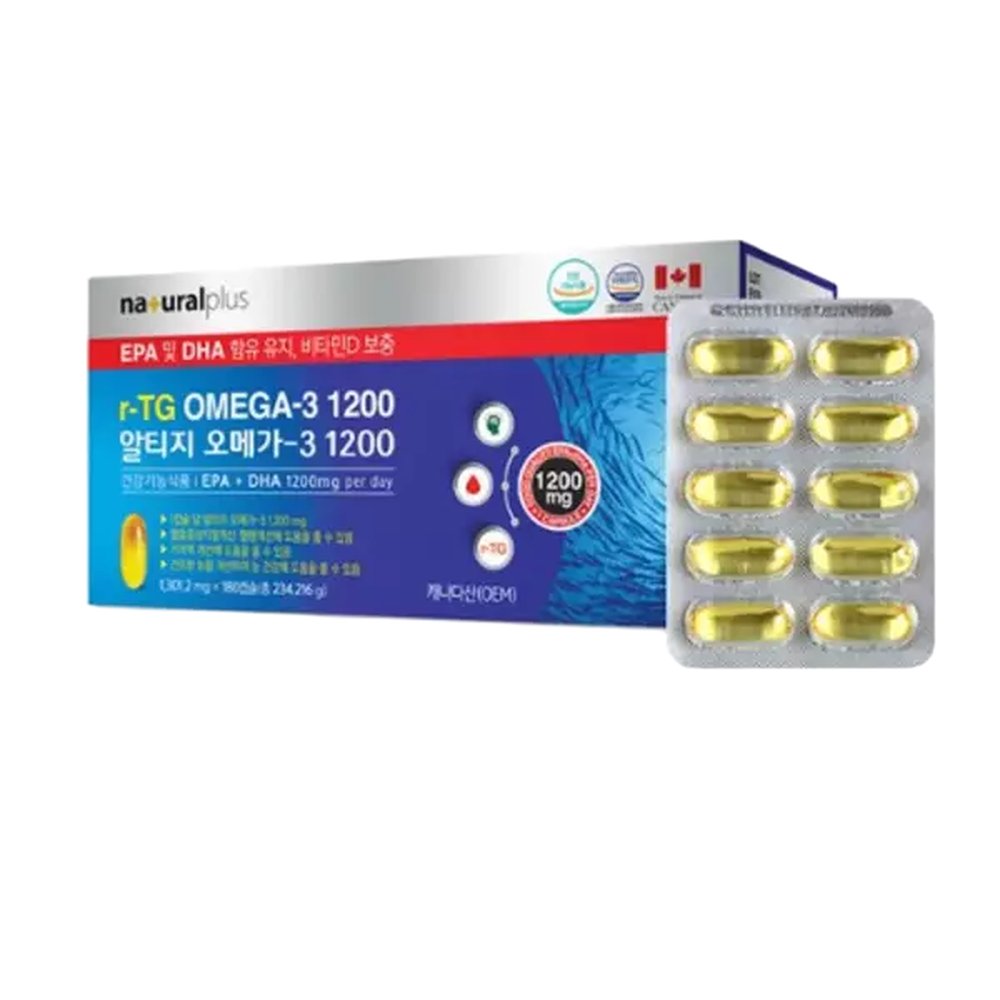 내츄럴플러스 알티지 오메가3 1200 1301.2mg x 180캡슐 눈건강 1개 180정